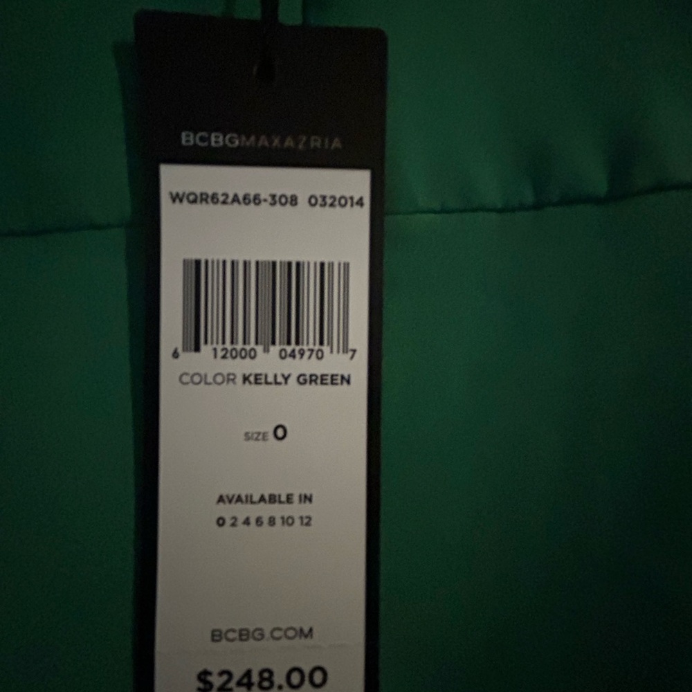 BCBG Max Azria Aicha Sleeveless Draped Skirt Dress in Kelly Green - Picture 3 of 5